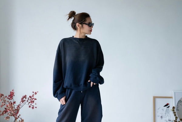 ( NAVY / LAVENDER ) GOOD FIT FADED WASHED SWEATSHIRT ⭐️BEST BUY⭐️