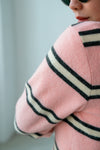 PINK STRIPE FLEECE CARDIGAN