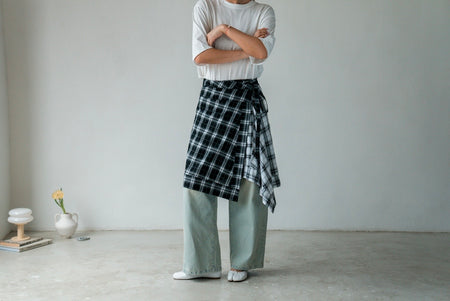 DUO CHECKERED WRAP SKIRT 🌟