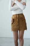 ( CAMEL / BLACK ) SUEDE LACE UP MINI SKIRT *LAST 2*