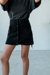 ( CAMEL / BLACK ) SUEDE LACE UP MINI SKIRT *LAST 2*