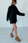 BLACK LACE UP TURTLE NECK WOOL SWEATER *LAST 3*