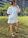 BABY BLUE EMBROIDERED SNOWFLAKES MINI DRESS ( PRE ORDER )