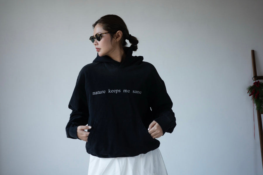 WASHED BLACK SLOGAN HOODIE *LAST 2*