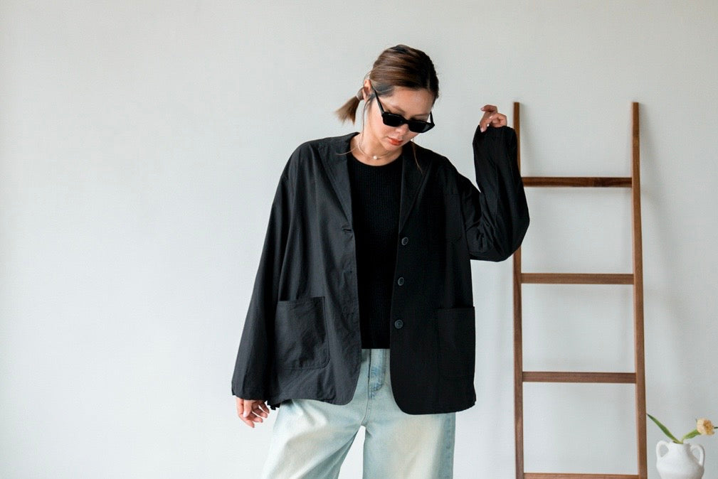 BLACK EXTRA THIN COTTON BLAZER *LAST 2*