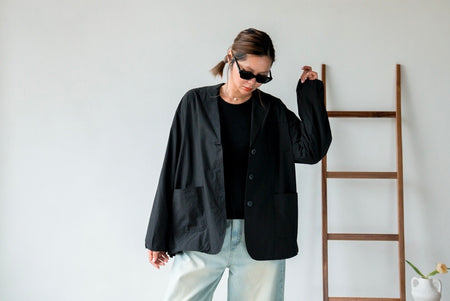 BLACK EXTRA THIN COTTON BLAZER *LAST 2*
