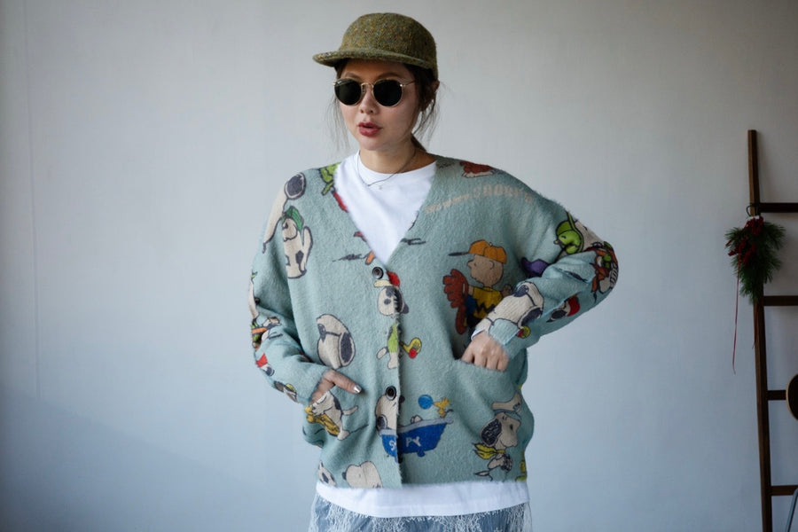 SNOOPY VINTAGE CORAL FLEECE CARDIGAN *LAST ONE*