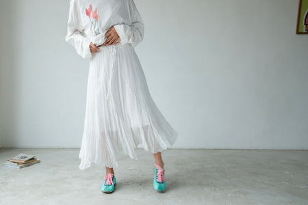 ( 3 COLOURS ) WRINKLED CHIFFON SKIRT