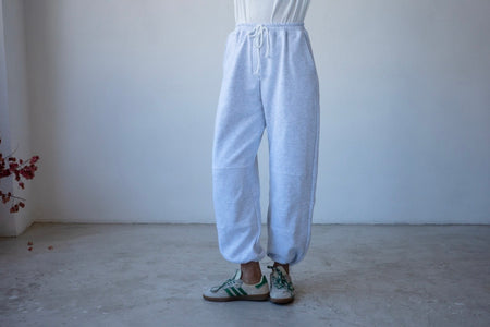 LIGHT GREY FLEECE TRACK PANTS