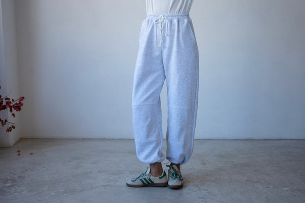 LIGHT GREY FLEECE TRACK PANTS