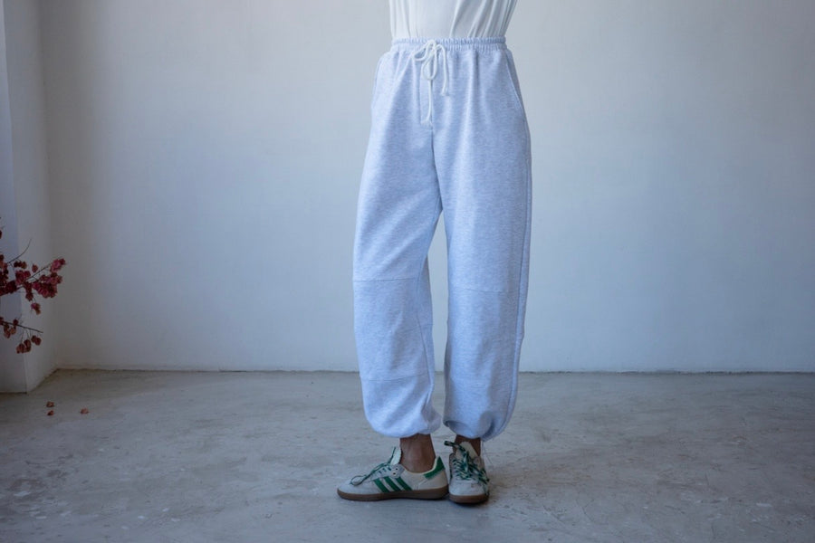 LIGHT GREY FLEECE TRACK PANTS