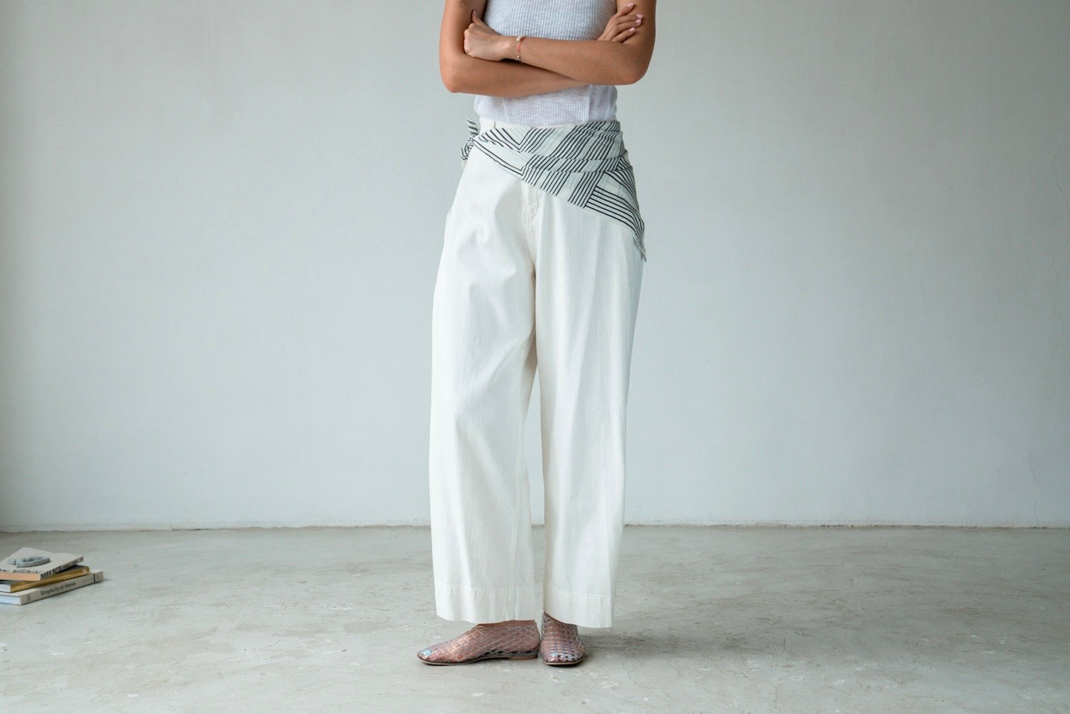 ( BLACK / WHITE ) 2 WAY COTTON PANTS