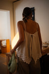 ( WHITE / BEIGE ) CROCHET SCARF STYLE VEST