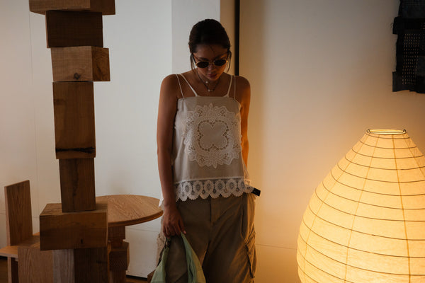 ( WHITE / BEIGE ) CROCHET SCARF STYLE VEST