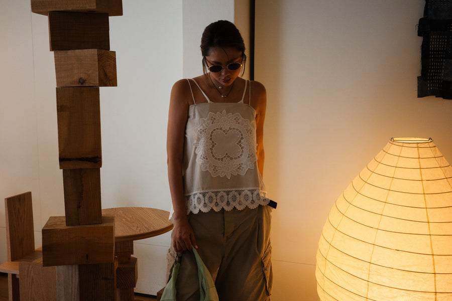 ( WHITE / BEIGE ) CROCHET SCARF STYLE VEST