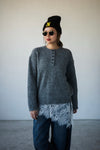 ( BABY PINK / GREY ) HENLEY NECK WOOL SWEATER ⭐️BEST BUY⭐️ *LAST 3*