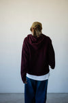 ( BURGUNDY / IVORY ) EXTRA SOFT FLEECE HOODIE JUMPER