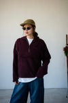 ( BURGUNDY / IVORY ) EXTRA SOFT FLEECE HOODIE JUMPER