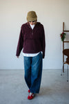 ( BURGUNDY / IVORY ) EXTRA SOFT FLEECE HOODIE JUMPER