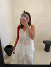 WHITE LACE UP VEST *LAST 2*