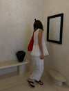 WHITE LACE UP VEST *LAST 2*