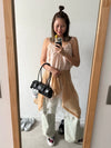 SALMON RUCHED SATINI VEST