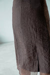 ( BROWN / IVORY ) WRINKLED MIDI CHIFFON SKIRT