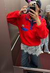 RED RETRO FLEECE JUMPER *LAST ONE*