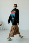 LEOPARD SATIN MIDI SKIRT ( PRE ORDER )