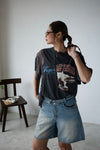 WAHSED GREY LACE TRIMMED REMAKE VINTAGE TEE