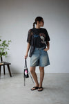 WAHSED GREY LACE TRIMMED REMAKE VINTAGE TEE