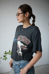 WAHSED GREY LACE TRIMMED REMAKE VINTAGE TEE