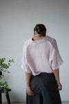 ( NAVY / PINK ) WRINKLED LINEN COTTON SHIRT