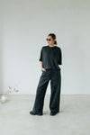 BLACK LEOPARD WIDE LEG JEANS *LAST ONE*