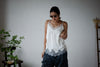 IVORY SATIN RUCHED LACE TRIMMED CAMI