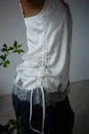 IVORY SATIN RUCHED LACE TRIMMED CAMI