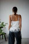 IVORY SATIN RUCHED LACE TRIMMED CAMI