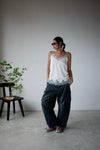 IVORY SATIN RUCHED LACE TRIMMED CAMI