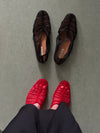 ( CHERRY RED / BLACK ) PLEATED MESH FLATS