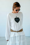 ( NAVY / WHITE ) HEART PENDANT LONG SLEEVE