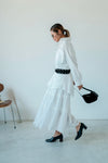 WHITE BRODERIE ANGLAISE COTTON POPLIN SKIRT