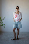 WHITE BEADED STRAP RIBBED TANK TOP
