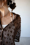 ( WHITE / BROWN ) SHEER MESH POLKA DOT COVER UP *LAST 2*