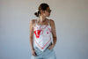 WHITE BEADED STRAP RIBBED TANK TOP