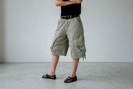 ( KHAKI / BLACK ) HEART CARGO SHORTS *LAST ONE*