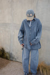 WASHED BLUE OVERSIZED DENIM SHIRT ( PRE ORDER )