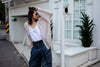 ( BRICK / BLUE ) ORGANZA CHECKERED SHIRT