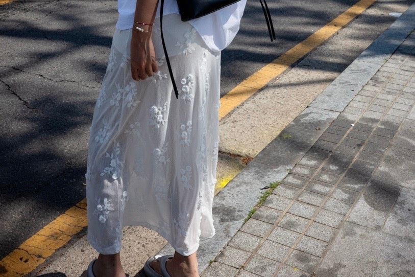 WHITE MESHED FLOWER MAXI SKIRT ⭐️BEST BUY⭐️ ( PRE ORDER )