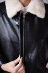 PREMIUM BLACK FUR COLLARED LAMBSKIN DOWN LEATHER JACKET *BEST BUY* ( PRE ORDER )