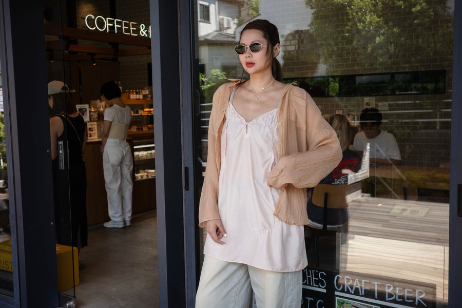 DUSTY ORANGE WRINKLE CHIFFON SHIRT *LAST ONE*